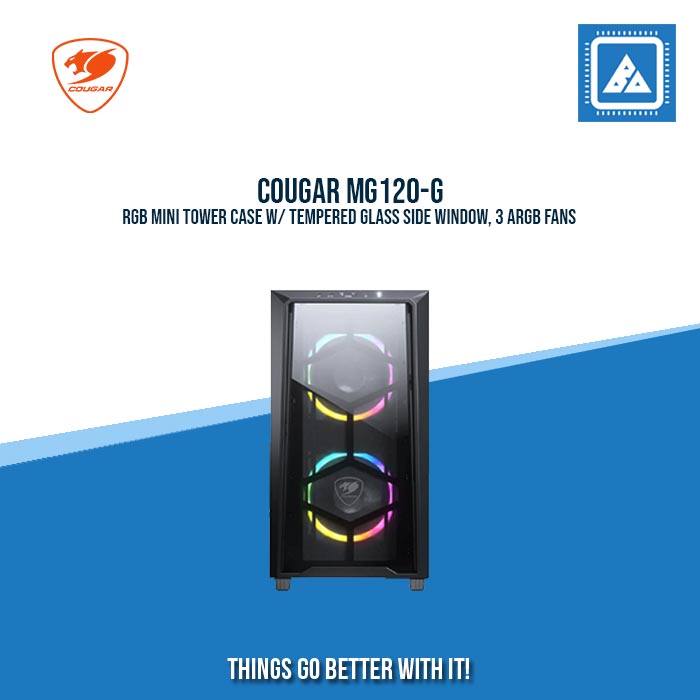 COUGAR MG120-G RGB MINI TOWER CASE W/ TEMPERED GLASS SIDE WINDOW, 3 ARGB FANS COUGAR MG120-G RGB MINI TOWER CASE W/ TEMPERED GLASS SIDE WINDOW, 3 ARGB FANS